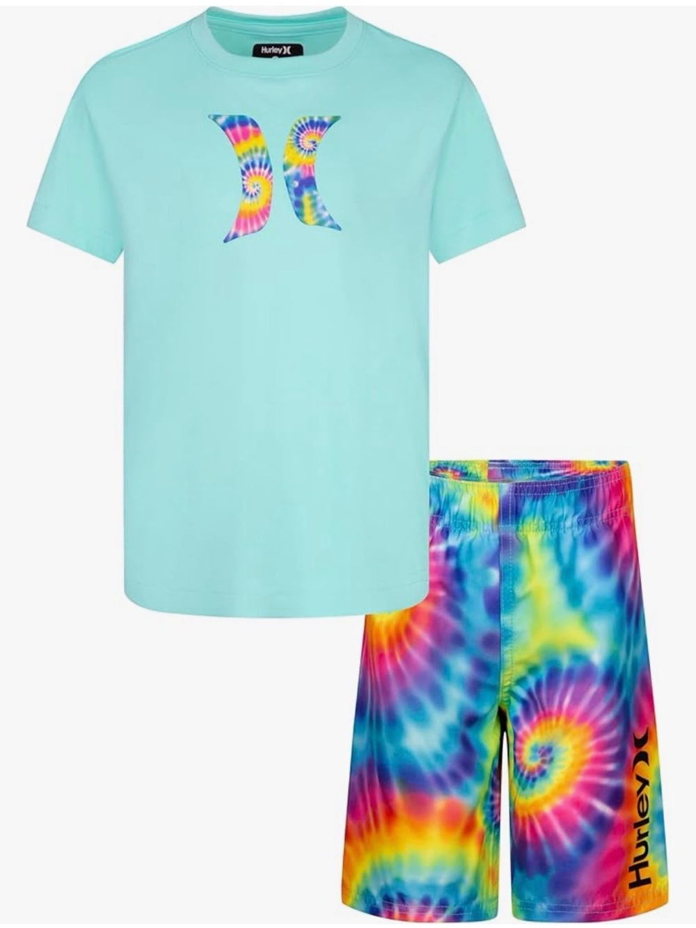 Hurley Toddler Boys Aqua Tee & Tie-Dye Swim Set, 2T, NWT